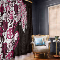 Monstera Plumeria Flowers Pink Window Curtain Polynesian Pattern LT01 - Polynesian Pride