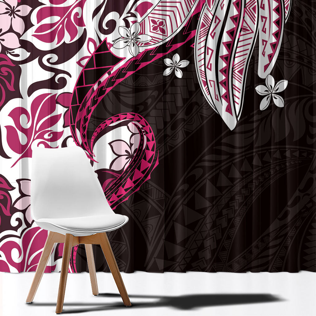 Monstera Plumeria Flowers Pink Window Curtain Polynesian Pattern LT01 - Polynesian Pride
