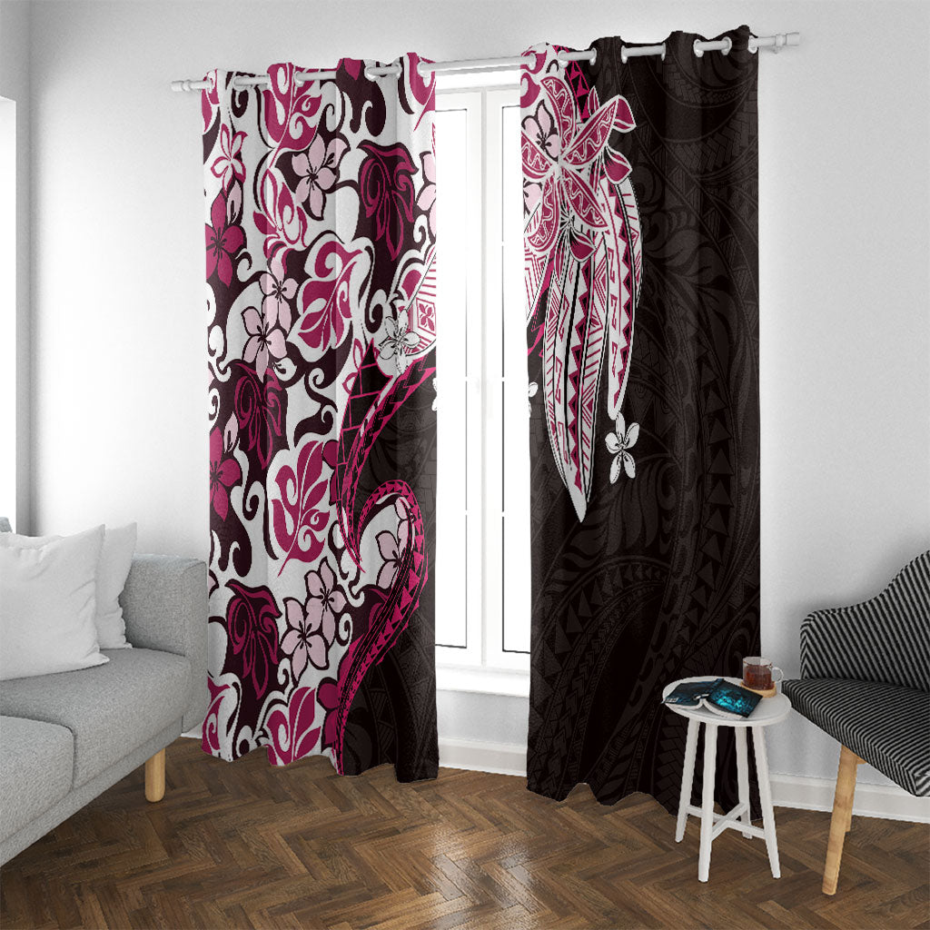 Monstera Plumeria Flowers Pink Window Curtain Polynesian Pattern LT01 With Grommets Pink - Polynesian Pride