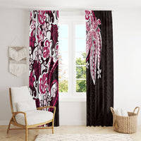 Monstera Plumeria Flowers Pink Window Curtain Polynesian Pattern LT01 - Polynesian Pride