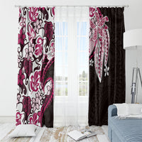 Monstera Plumeria Flowers Pink Window Curtain Polynesian Pattern LT01 - Polynesian Pride