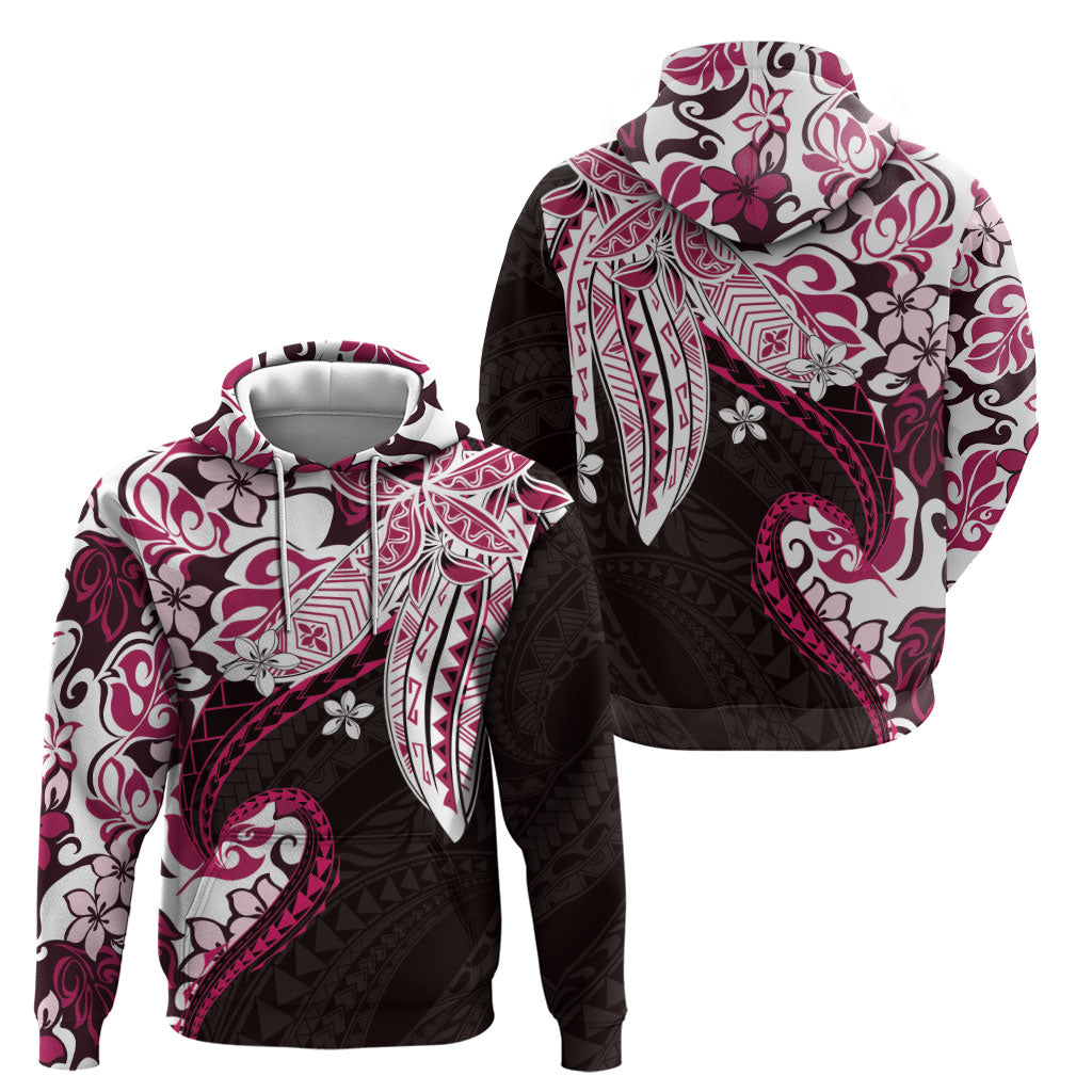 Monstera Plumeria Flowers Pink Zip Hoodie Polynesian Pattern LT01 - Polynesian Pride
