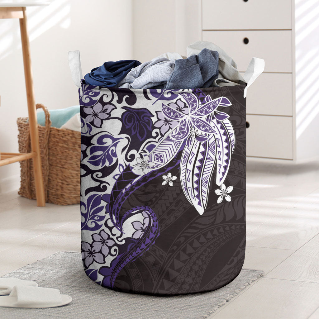 Monstera Plumeria Flowers Purple Laundry Basket Polynesian Pattern LT01 Purple - Polynesian Pride