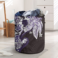 Monstera Plumeria Flowers Purple Laundry Basket Polynesian Pattern LT01 Purple - Polynesian Pride