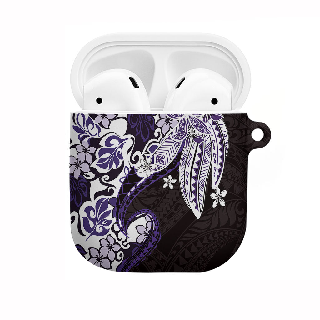 Monstera Plumeria Flowers Purple AirPods Case Polynesian Pattern LT01 Purple - Polynesian Pride