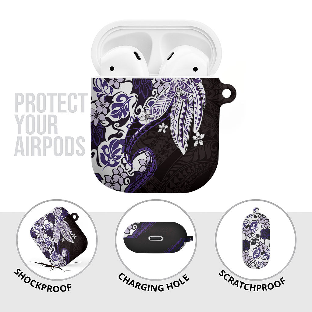 Monstera Plumeria Flowers Purple AirPods Case Polynesian Pattern LT01 - Polynesian Pride