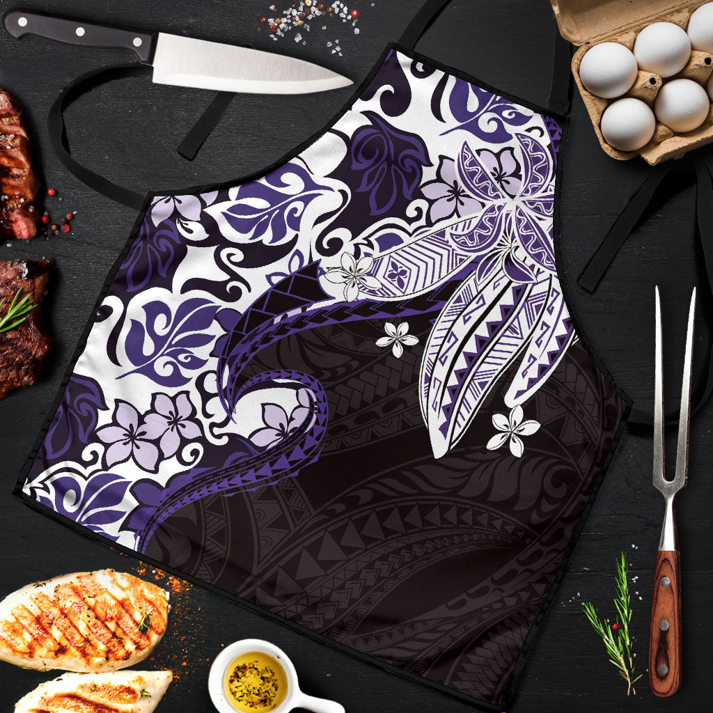 Monstera Plumeria Flowers Purple Apron Polynesian Pattern LT01 Purple - Polynesian Pride