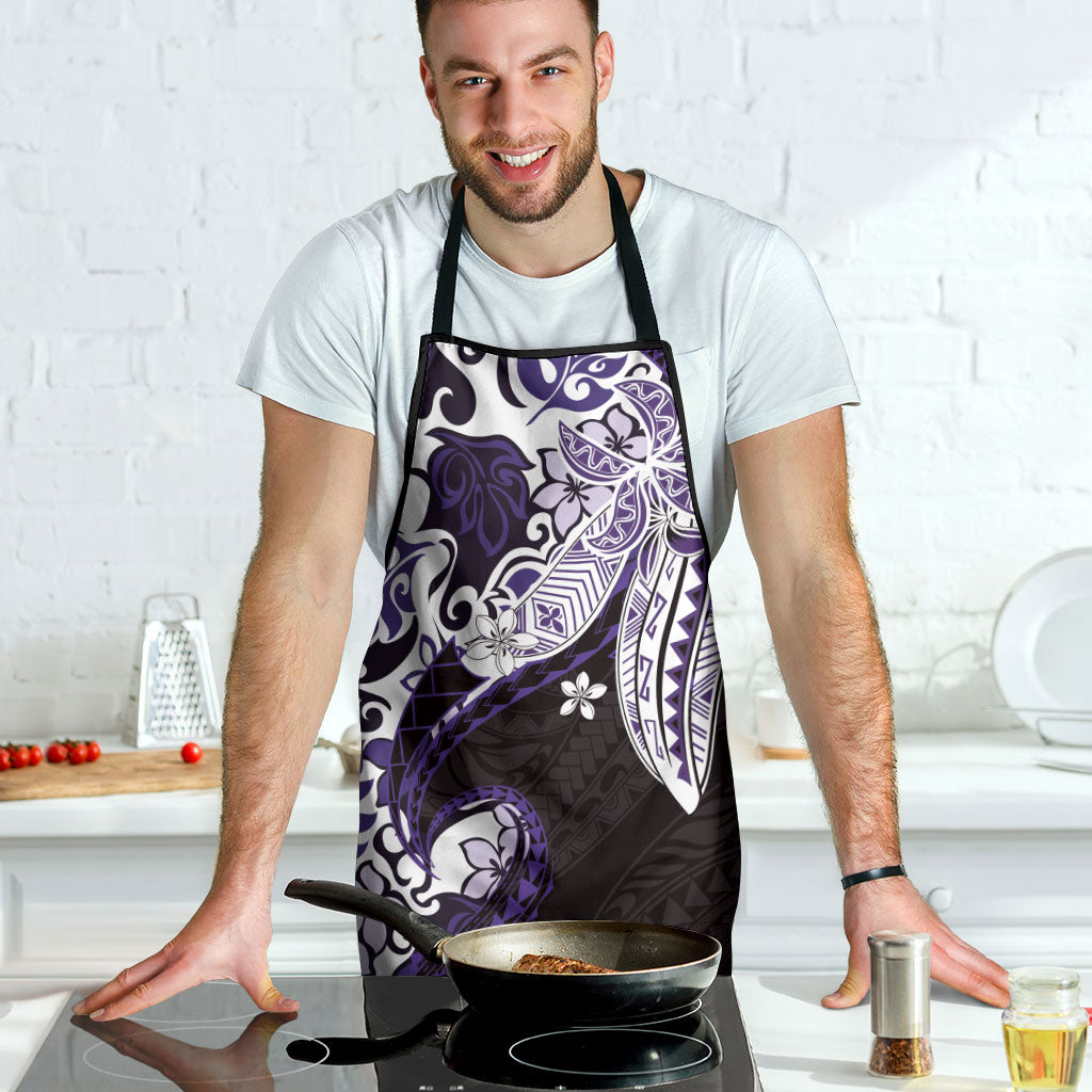 Monstera Plumeria Flowers Purple Apron Polynesian Pattern LT01 - Polynesian Pride
