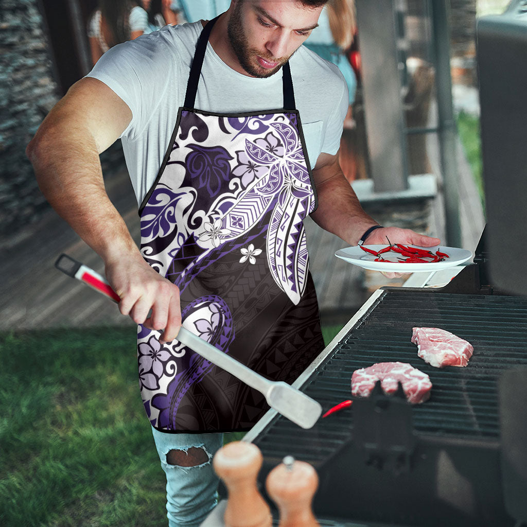 Monstera Plumeria Flowers Purple Apron Polynesian Pattern LT01 - Polynesian Pride