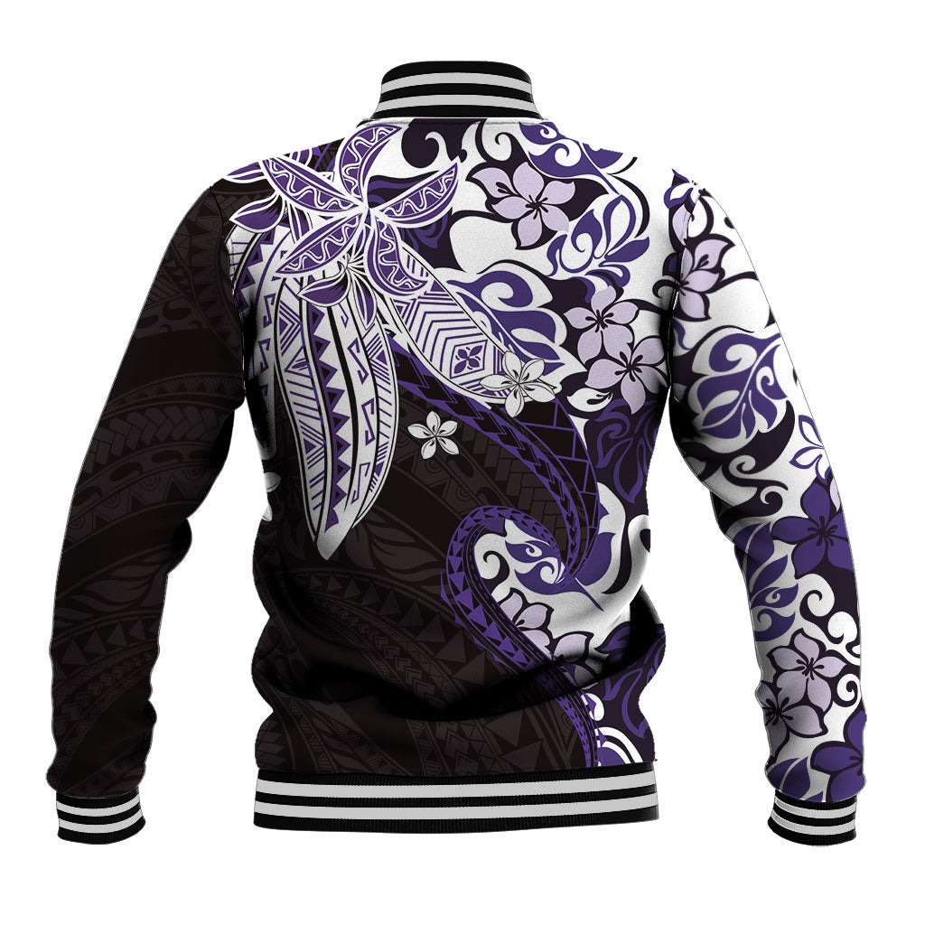 Monstera Plumeria Flowers Purple Baseball Jacket Polynesian Pattern LT01 - Polynesian Pride
