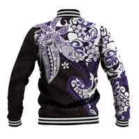 Monstera Plumeria Flowers Purple Baseball Jacket Polynesian Pattern LT01 - Polynesian Pride