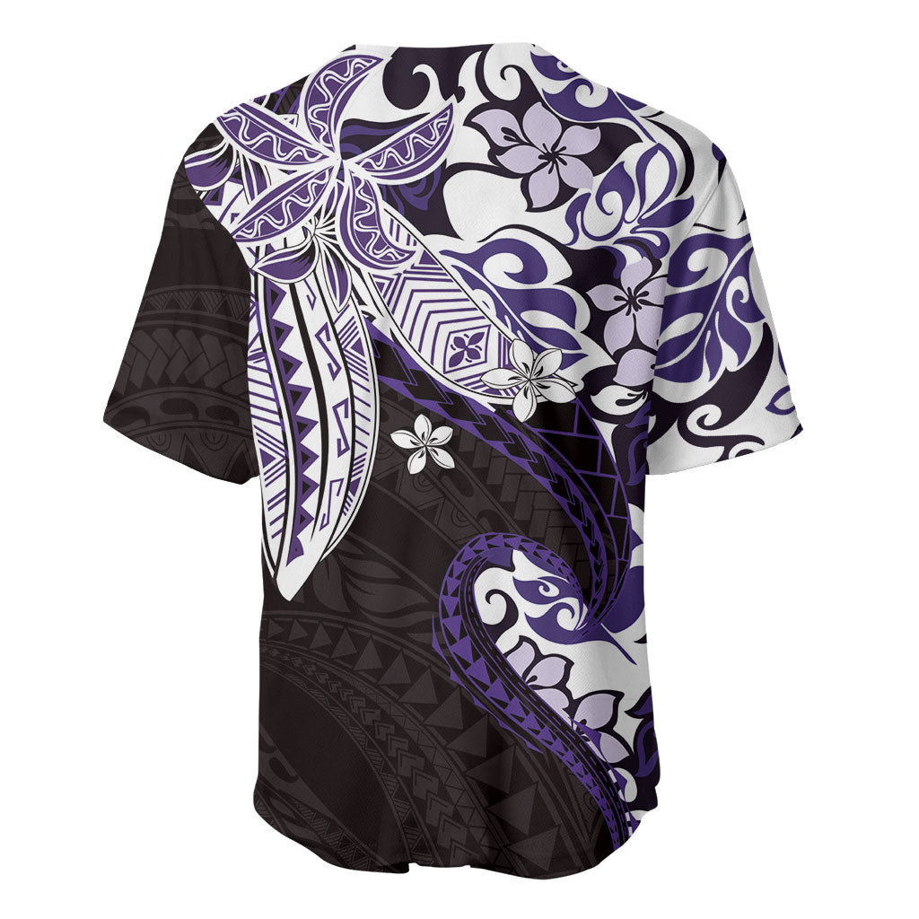 Monstera Plumeria Flowers Purple Baseball Jersey Polynesian Pattern LT01 - Polynesian Pride