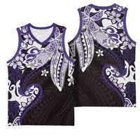 Monstera Plumeria Flowers Purple Basketball Jersey Polynesian Pattern LT01 - Polynesian Pride