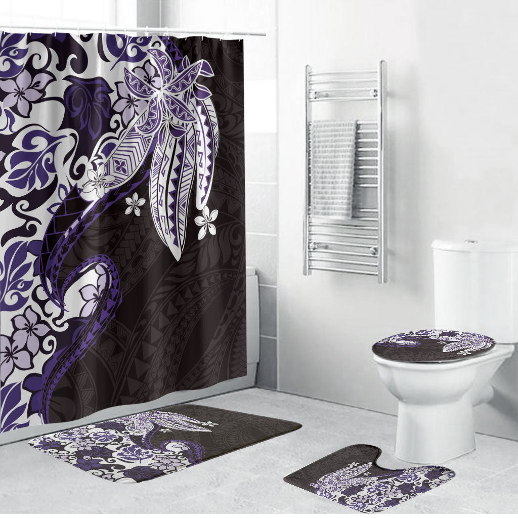 Monstera Plumeria Flowers Purple Bathroom Set Polynesian Pattern LT01 Bathroom Set (4 pcs) Purple - Polynesian Pride