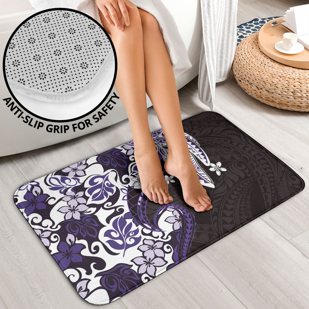 Monstera Plumeria Flowers Purple Bathroom Set Polynesian Pattern
