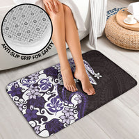 Monstera Plumeria Flowers Purple Bathroom Set Polynesian Pattern