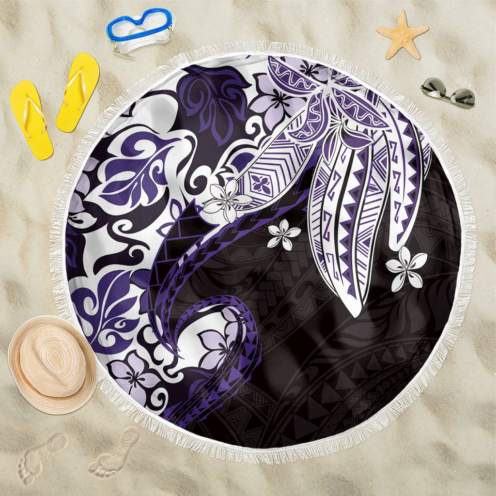 Monstera Plumeria Flowers Purple Beach Blanket Polynesian Pattern LT01 One Size 150cm Purple - Polynesian Pride