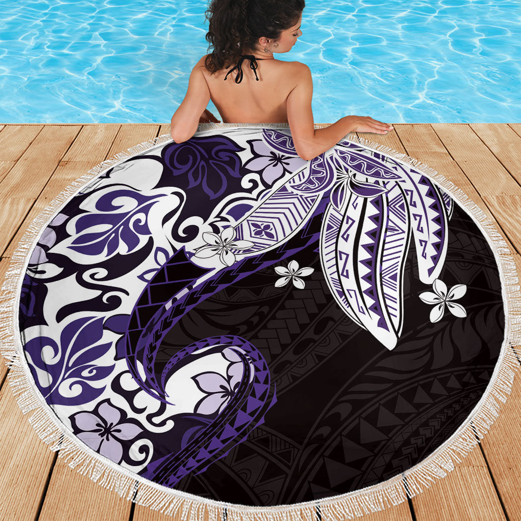 Monstera Plumeria Flowers Purple Beach Blanket Polynesian Pattern LT01 - Polynesian Pride