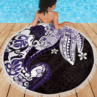 Monstera Plumeria Flowers Purple Beach Blanket Polynesian Pattern LT01 - Polynesian Pride