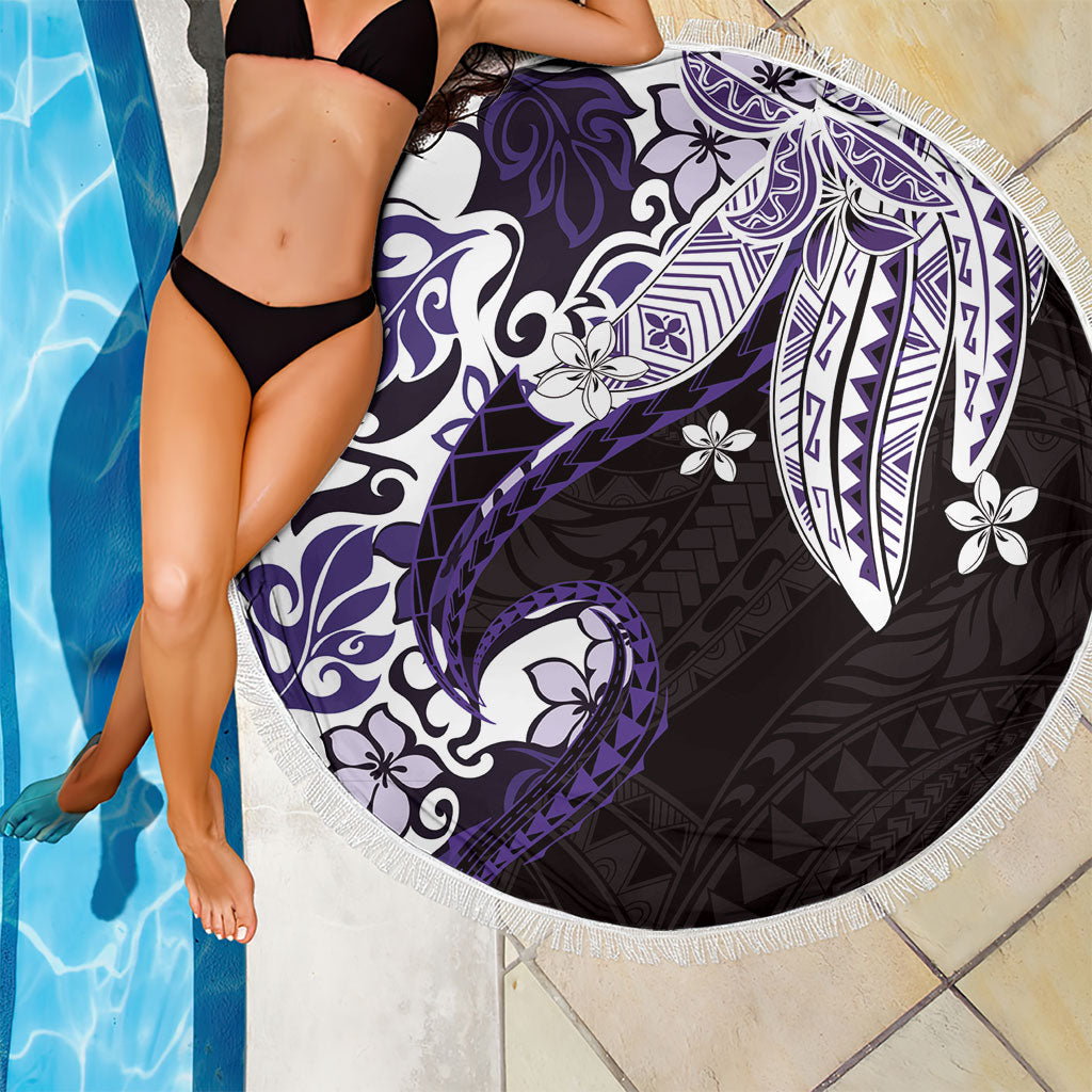 Monstera Plumeria Flowers Purple Beach Blanket Polynesian Pattern LT01 - Polynesian Pride
