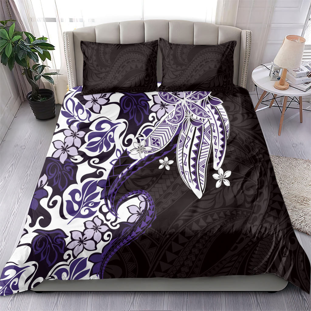 Monstera Plumeria Flowers Purple Bedding Set Polynesian Pattern LT01 - Polynesian Pride