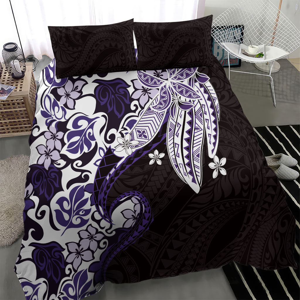 Monstera Plumeria Flowers Purple Bedding Set Polynesian Pattern LT01 - Polynesian Pride