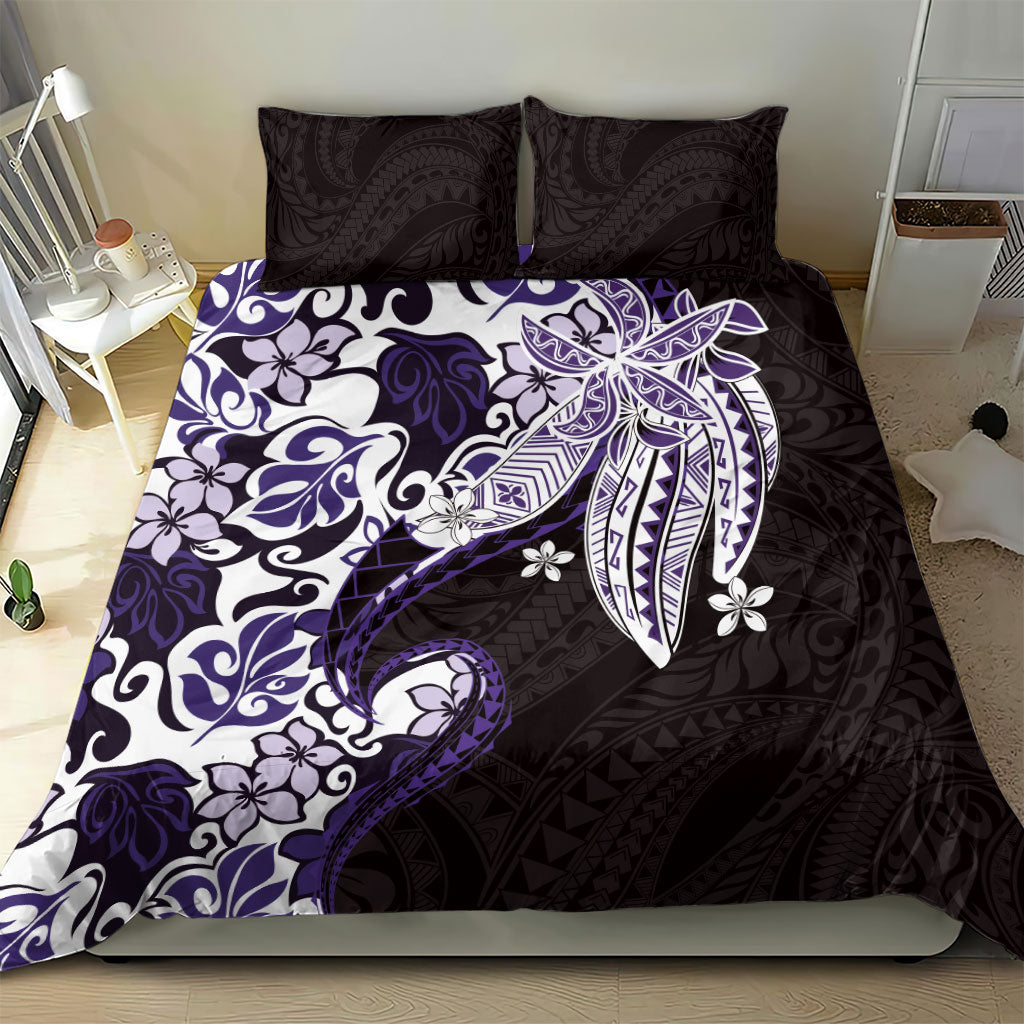 Monstera Plumeria Flowers Purple Bedding Set Polynesian Pattern LT01 - Polynesian Pride