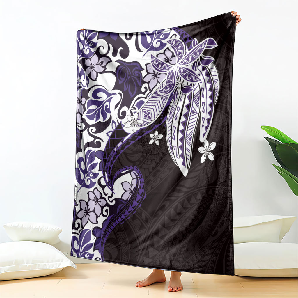 Monstera Plumeria Flowers Purple Blanket Polynesian Pattern LT01 - Polynesian Pride