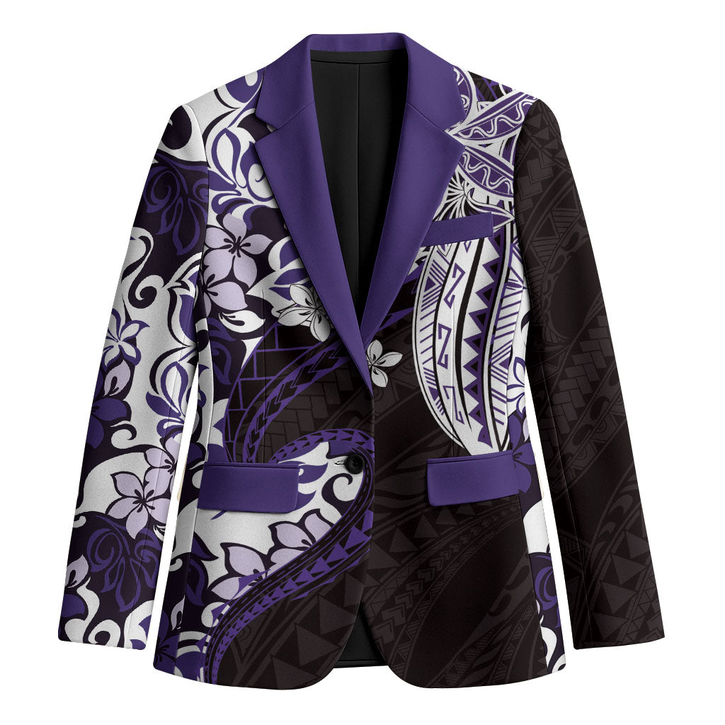 Monstera Plumeria Flowers Purple Blazer Polynesian Pattern LT01 Unisex Purple - Polynesian Pride