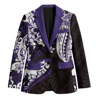 Monstera Plumeria Flowers Purple Blazer Polynesian Pattern LT01 Unisex Purple - Polynesian Pride