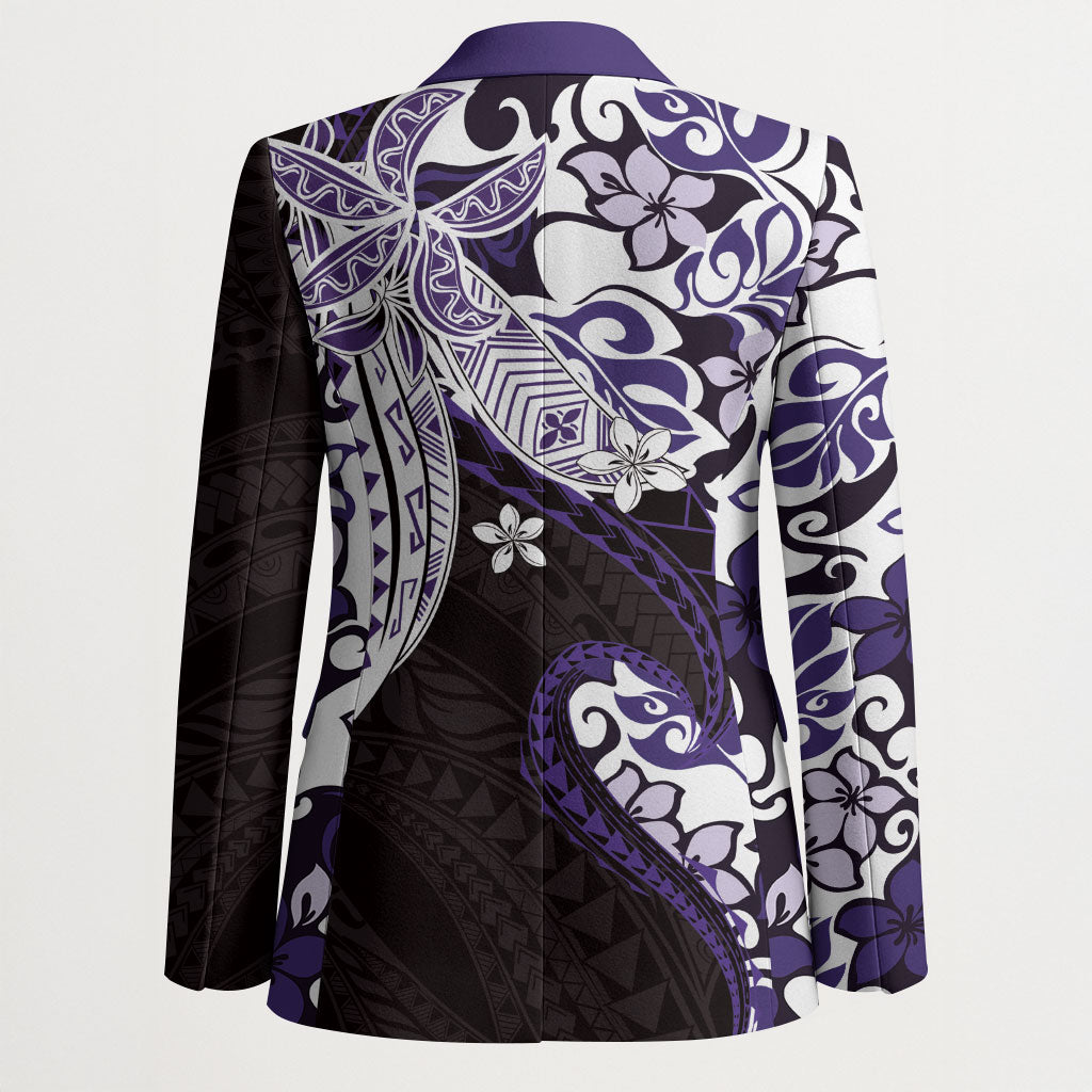 Monstera Plumeria Flowers Purple Blazer Polynesian Pattern LT01 - Polynesian Pride