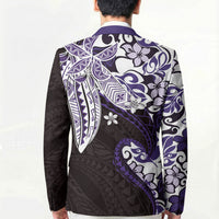 Monstera Plumeria Flowers Purple Blazer Polynesian Pattern LT01 - Polynesian Pride