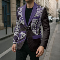 Monstera Plumeria Flowers Purple Blazer Polynesian Pattern LT01 - Polynesian Pride