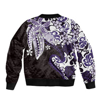 Monstera Plumeria Flowers Purple Bomber Jacket Polynesian Pattern LT01 - Polynesian Pride