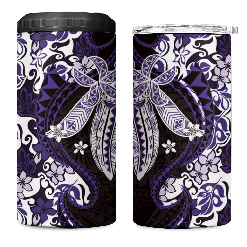Monstera Plumeria Flowers Purple 4 in 1 Can Cooler Tumbler Polynesian Pattern LT01 One Size: 16 oz Purple - Polynesian Pride