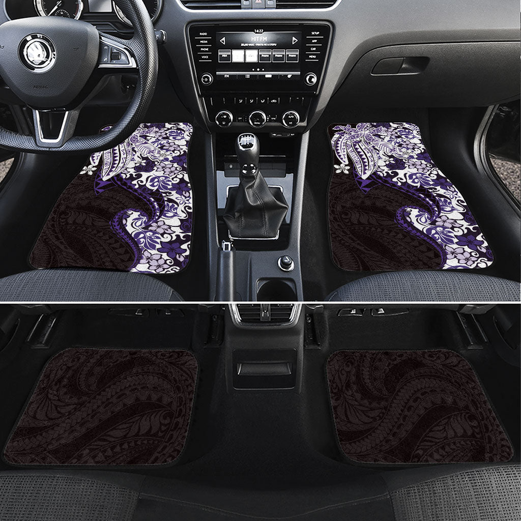 Monstera Plumeria Flowers Purple Car Mats Polynesian Pattern LT01 Set 4pcs Purple - Polynesian Pride