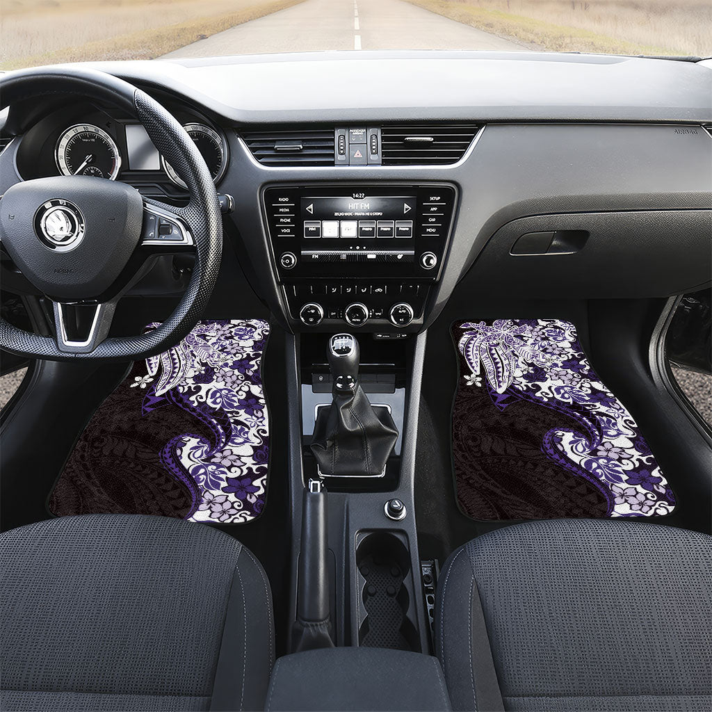 Monstera Plumeria Flowers Purple Car Mats Polynesian Pattern LT01 Set 2pcs - Front Purple - Polynesian Pride