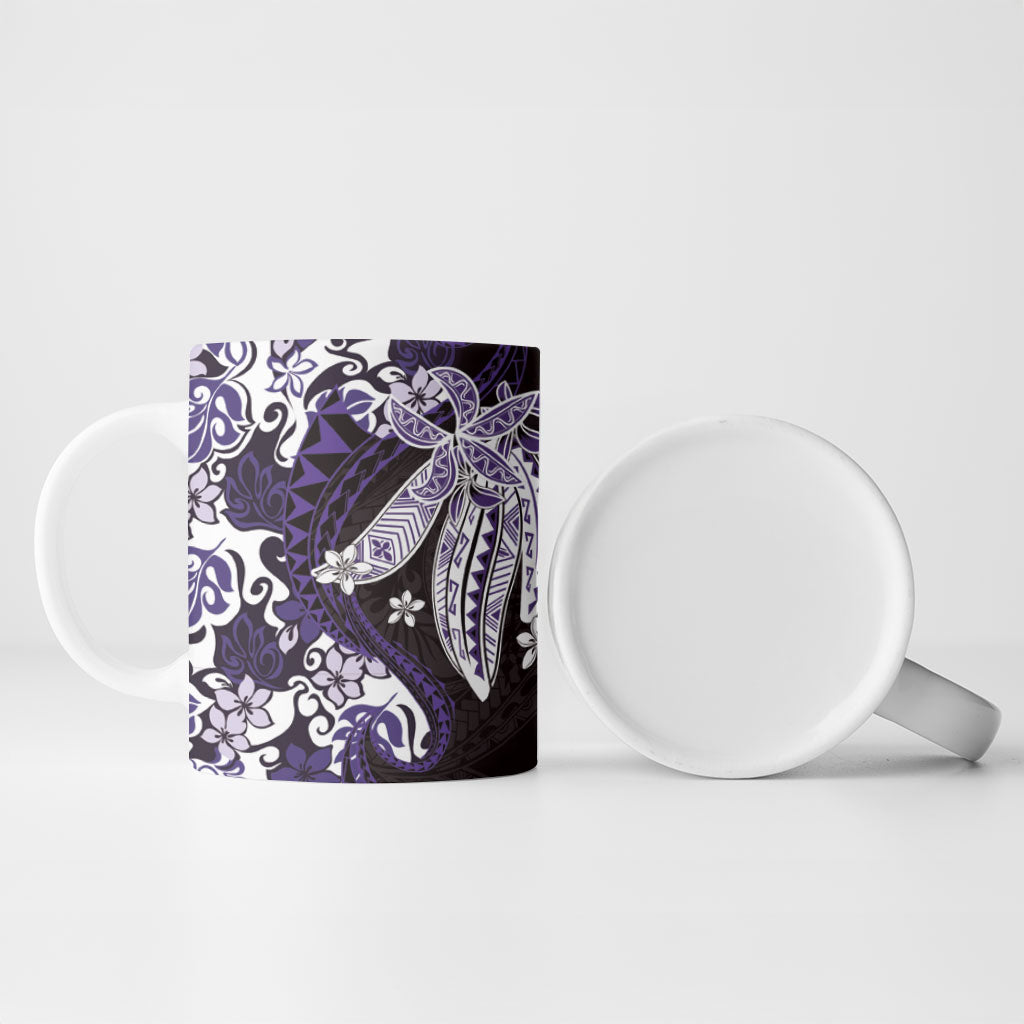 Monstera Plumeria Flowers Purple Ceramic Mug Polynesian Pattern LT01 - Polynesian Pride
