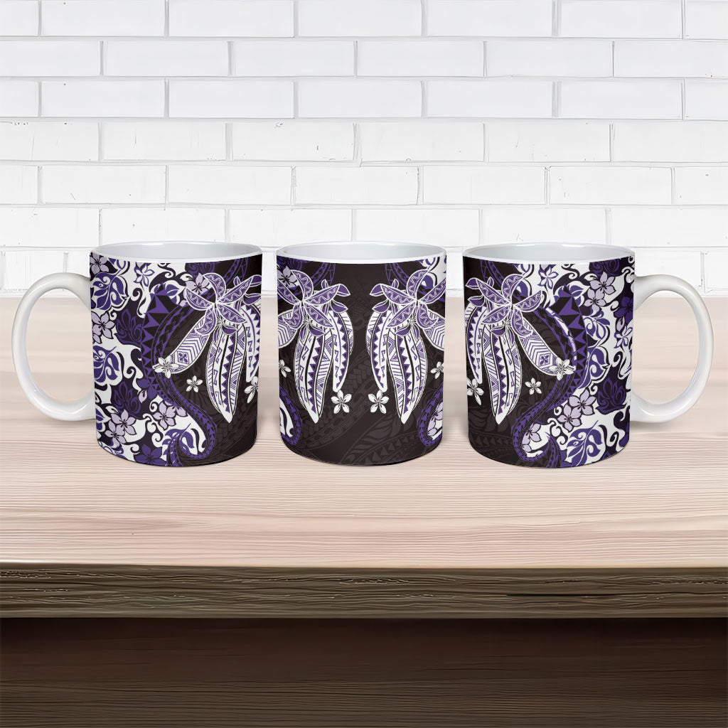 Monstera Plumeria Flowers Purple Ceramic Mug Polynesian Pattern LT01 - Polynesian Pride