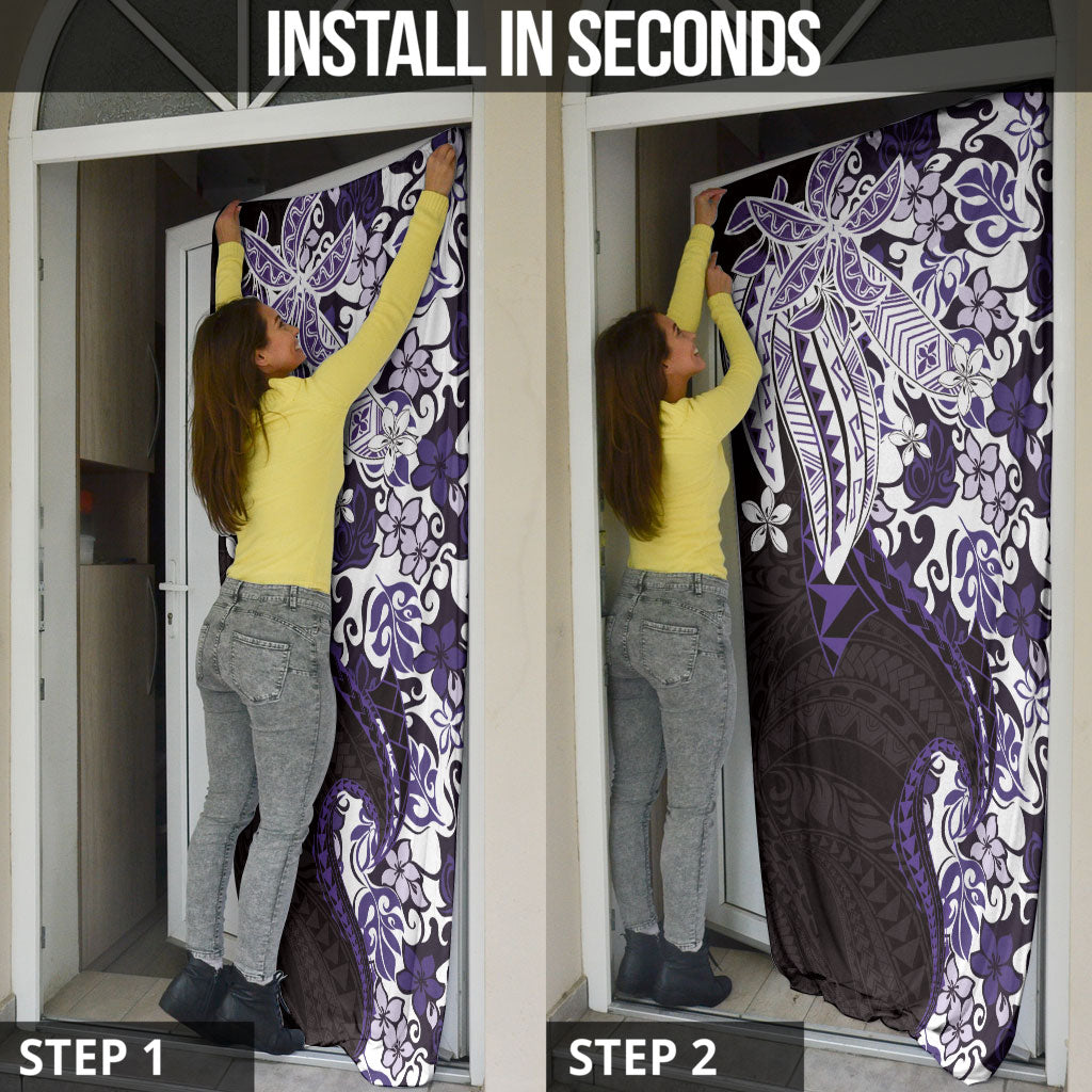 Monstera Plumeria Flowers Purple Door Cover Polynesian Pattern LT01 - Polynesian Pride