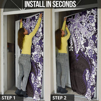 Monstera Plumeria Flowers Purple Door Cover Polynesian Pattern LT01 - Polynesian Pride