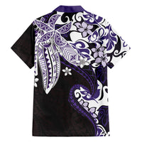 Monstera Plumeria Flowers Purple Family Matching Long Sleeve Bodycon Dress and Hawaiian Shirt Polynesian Pattern