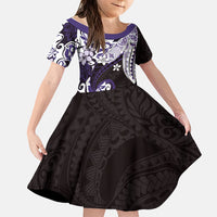Monstera Plumeria Flowers Purple Family Matching Mermaid Dress and Hawaiian Shirt Polynesian Pattern