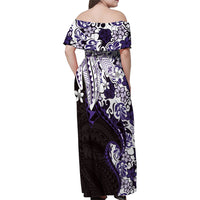 Monstera Plumeria Flowers Purple Family Matching Off Shoulder Maxi Dress and Hawaiian Shirt Polynesian Pattern