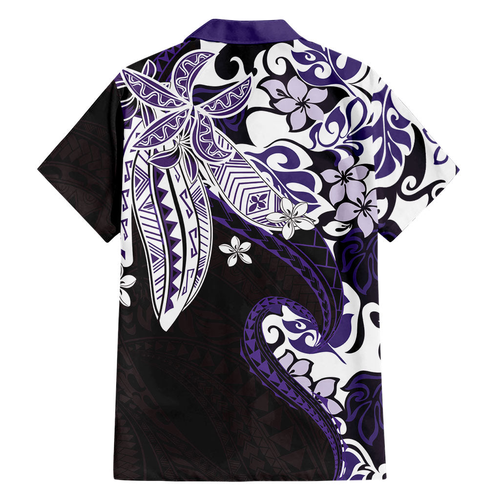 Monstera Plumeria Flowers Purple Family Matching Tank Maxi Dress and Hawaiian Shirt Polynesian Pattern