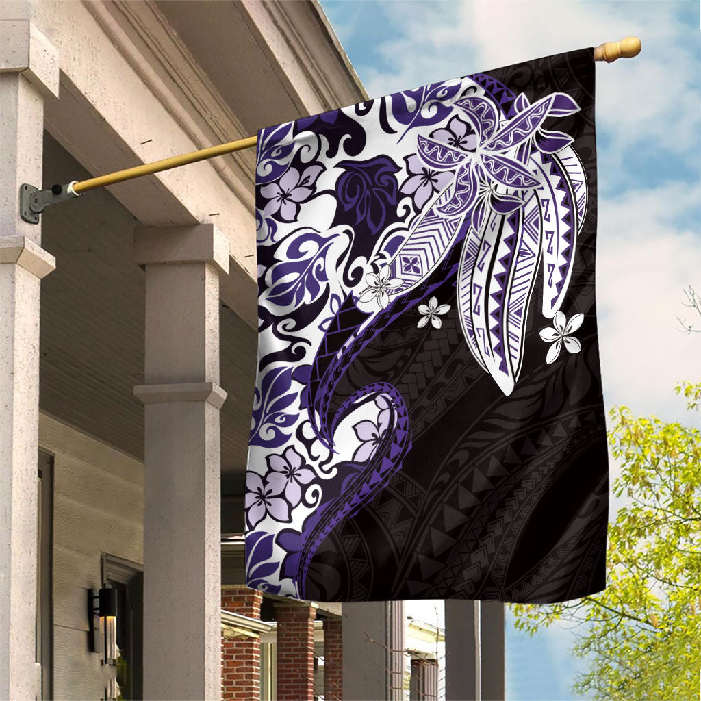 Monstera Plumeria Flowers Purple Garden Flag Polynesian Pattern LT01 House Flag Purple - Polynesian Pride