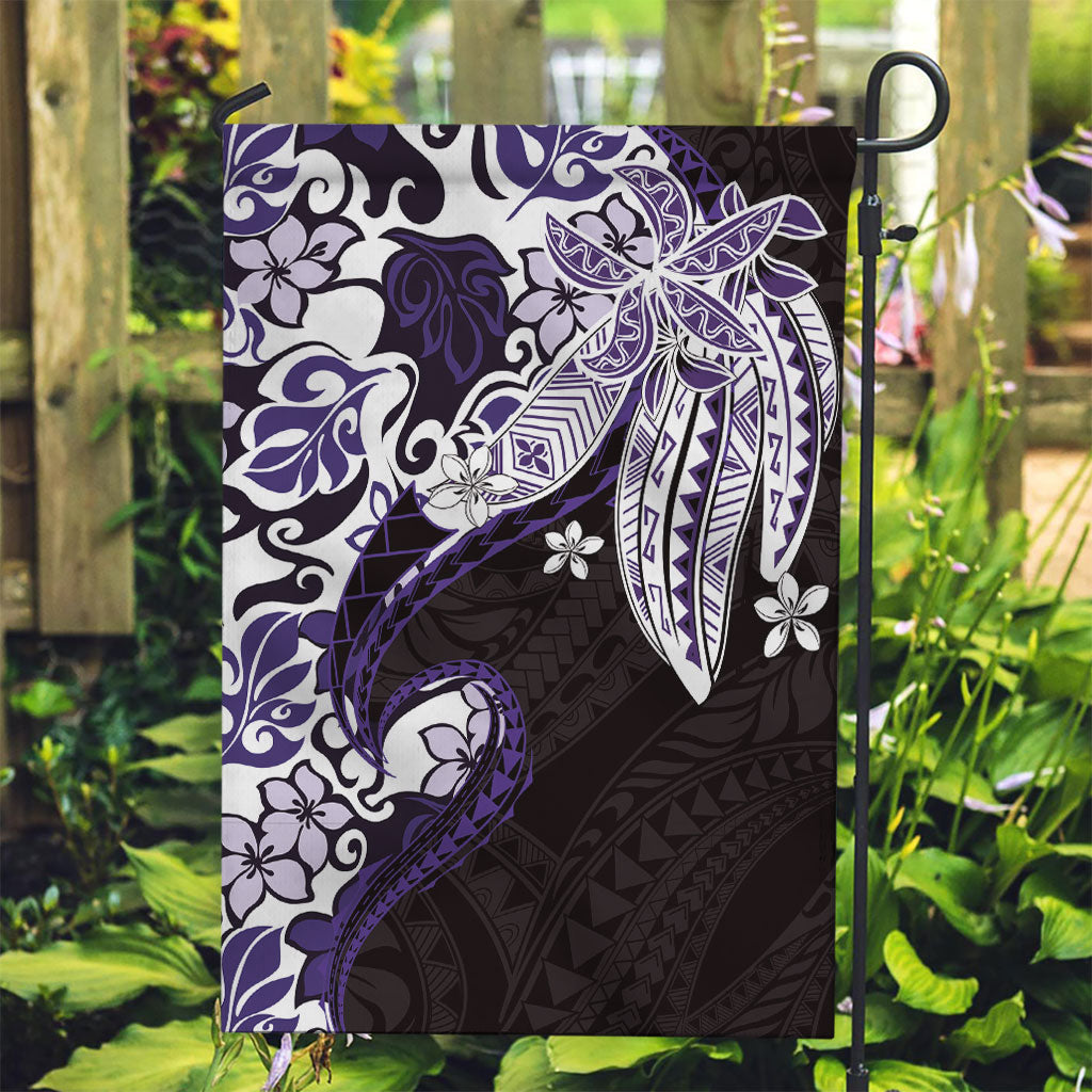 Monstera Plumeria Flowers Purple Garden Flag Polynesian Pattern LT01 Garden Flag Purple - Polynesian Pride