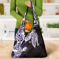 Monstera Plumeria Flowers Purple Grocery Bag Polynesian Pattern LT01 - Polynesian Pride