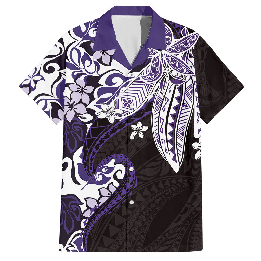 Monstera Plumeria Flowers Purple Hawaiian Shirt Polynesian Pattern LT01 Purple - Polynesian Pride