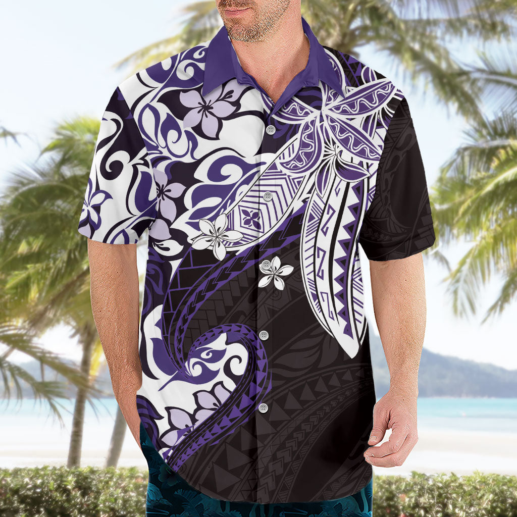 Monstera Plumeria Flowers Purple Hawaiian Shirt Polynesian Pattern LT01 - Polynesian Pride